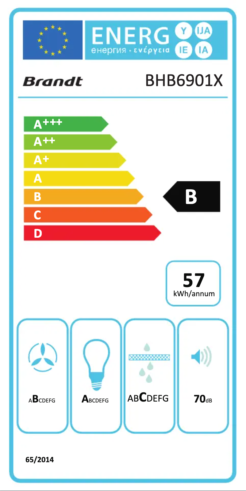 Page n°1 - Label énergétique Brandt BHB6901X