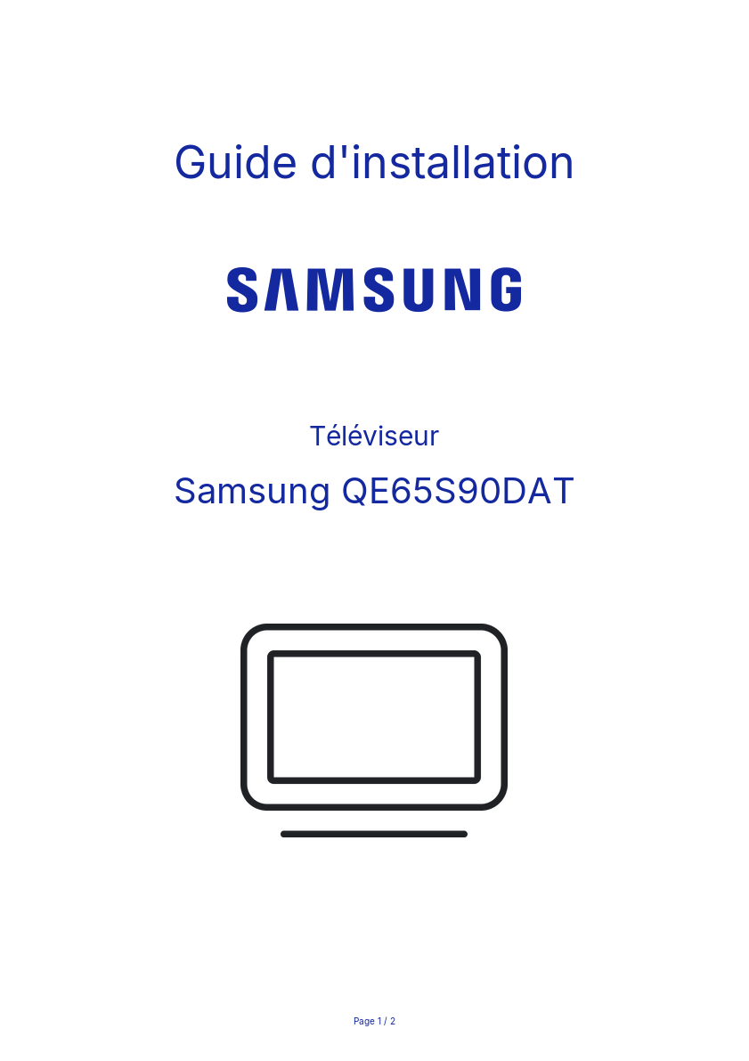 Page n°1 - Guide d'installation Samsung QE65S90DAT