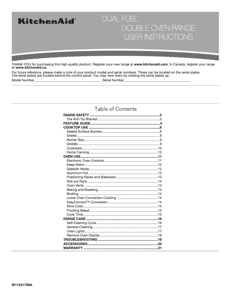 Page n°1 - Manuel d'utilisation et d'entretien KitchenAid KFDD500ESS