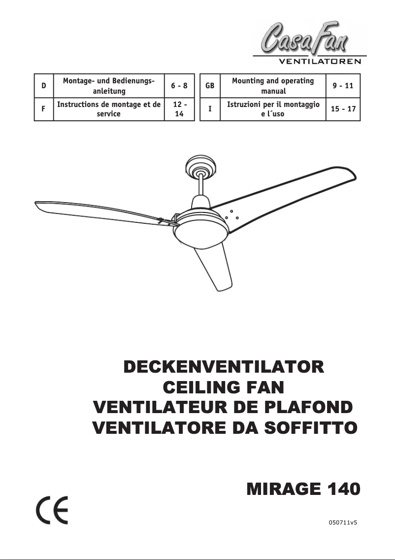 Page n°1 - Manuel utilisateur CasaFan Mirage