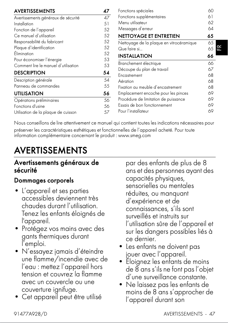 Page n°1 - Manuel utilisateur Smeg SIM3644D