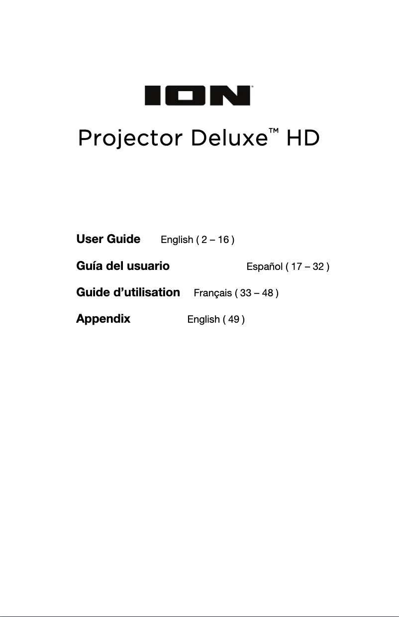 Page 1 de la notice Manuel utilisateur ION Projector Deluxe HD