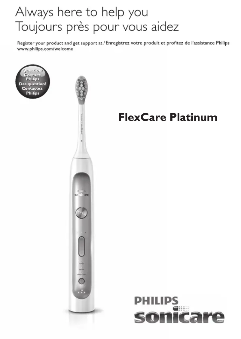 Image de la première page du manuel de l'appareil Sonicare FlexCare Platinum HX9142