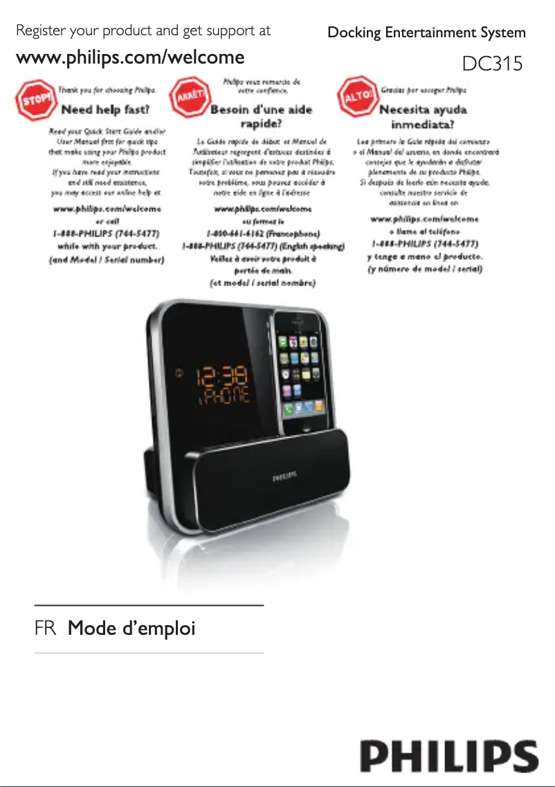 Page n°1 - Manuel utilisateur Philips DC315