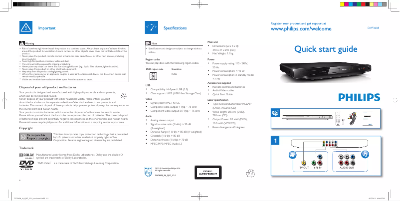 First page image of the manual for DVP3608