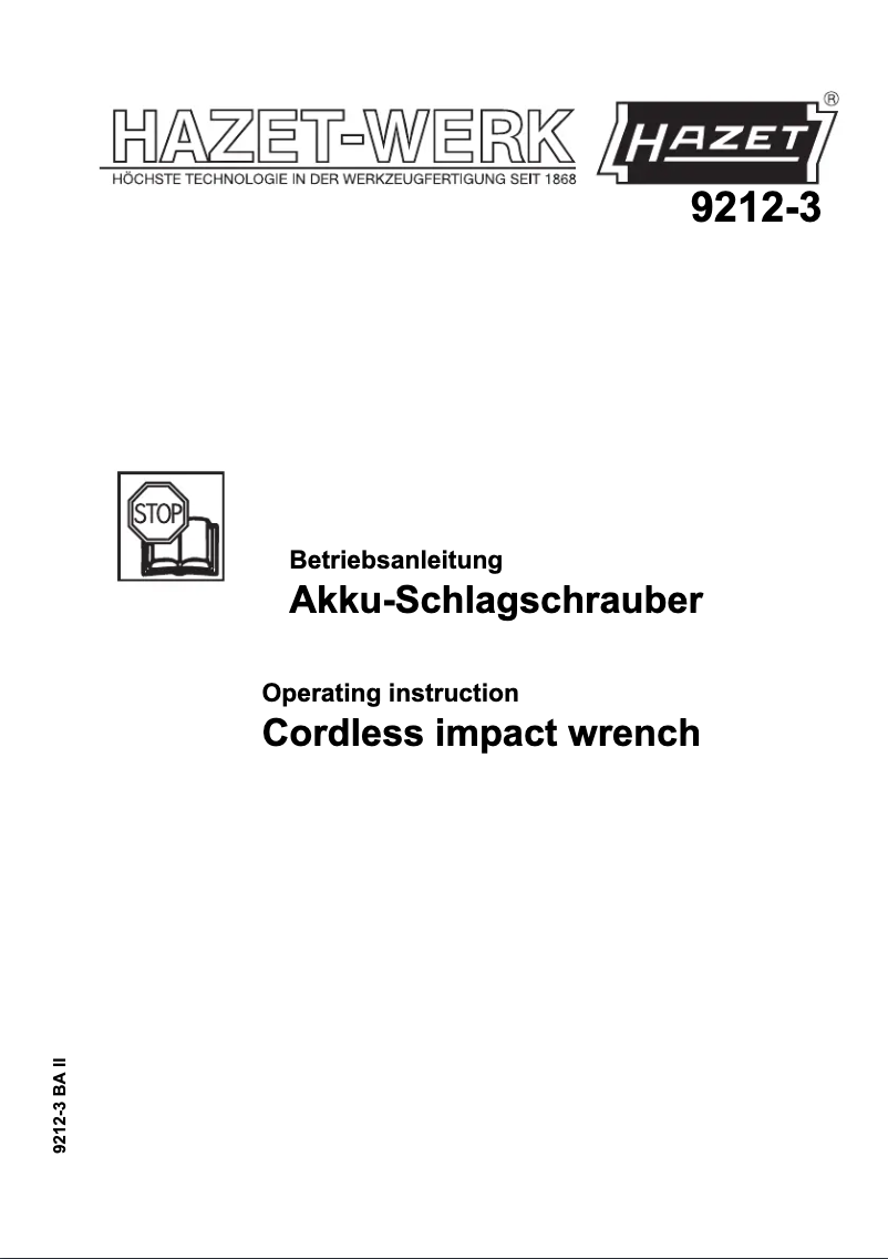 Image de la première page du manuel de l'appareil 9212-3