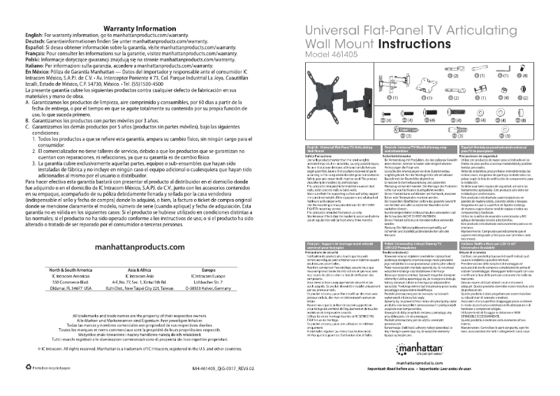 Page 1 de la notice Manuel utilisateur Manhattan 461405