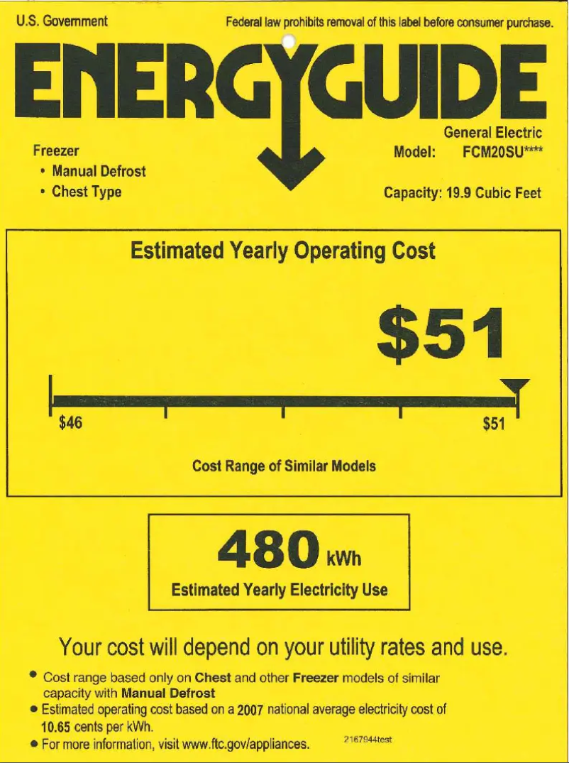 Page n°1 - Label énergétique GE FCM20DPWH