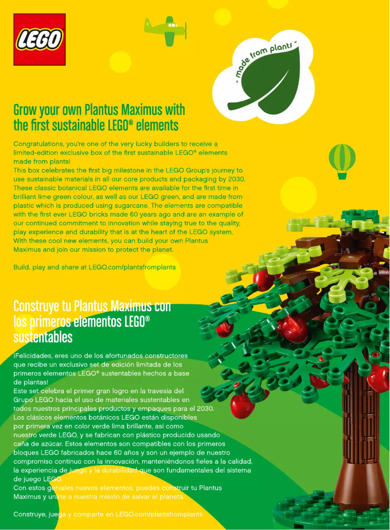 Page 1 de la notice Manuel utilisateur Lego Plants from Plants 40320