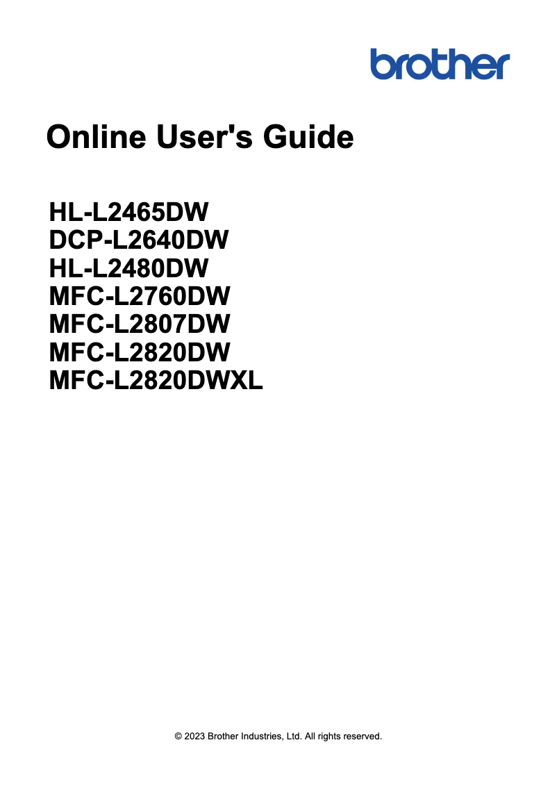 Image de la première page du manuel de l'appareil MFC-L2820DW XL