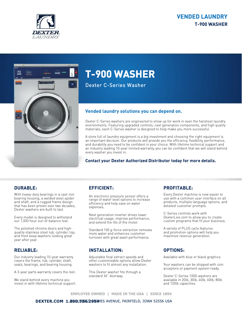 Page n°1 - Fiche technique Dexter Laundry T-900