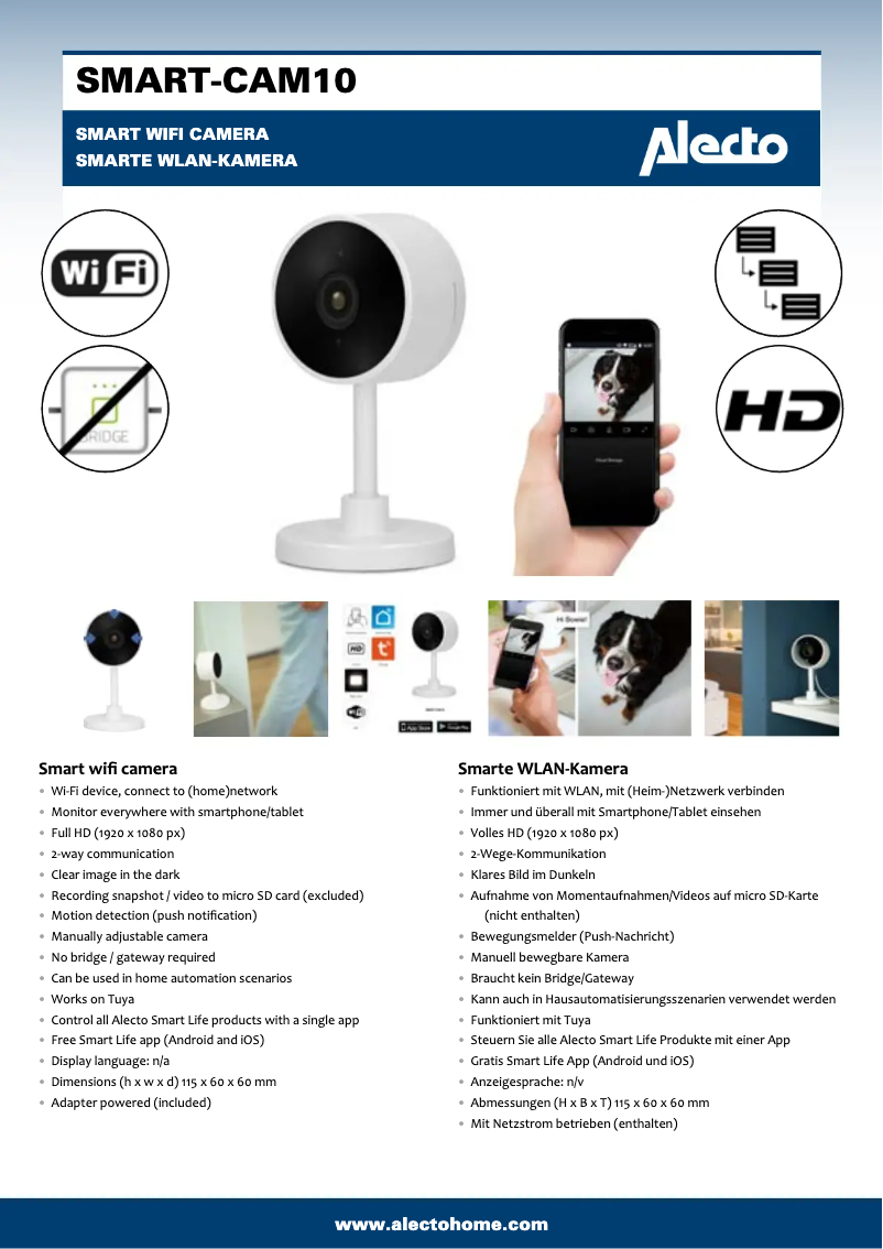 Page 1 de la notice Manuel utilisateur Alecto SMART-CAM10