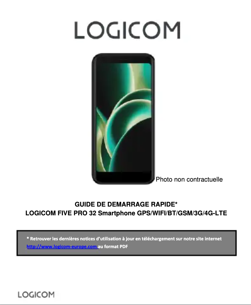 Page 1 de la notice Manuel utilisateur Logicom FIVE PRO