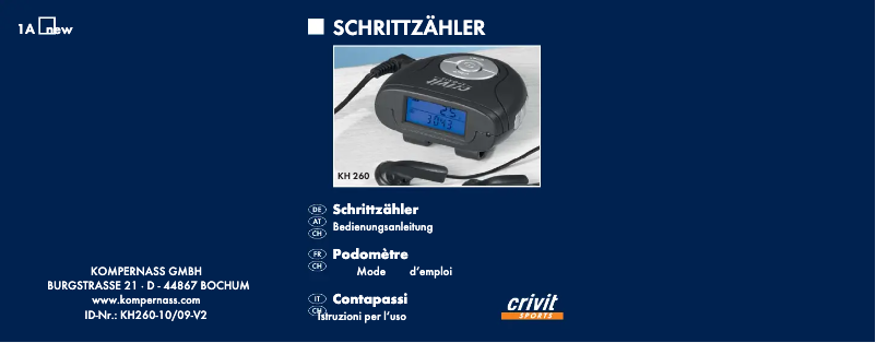 Page n°1 - Manuel utilisateur Crivit KH260-10