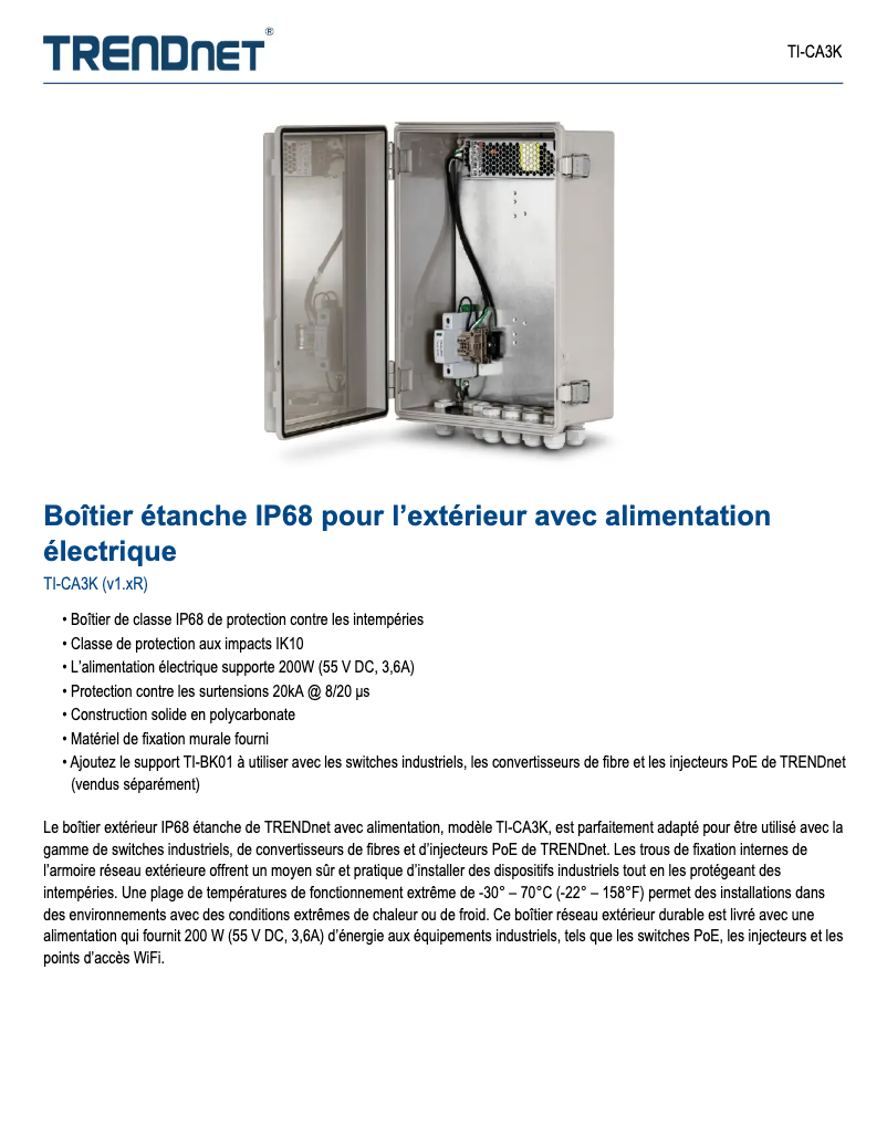 Page n°1 - Manuel utilisateur TRENDnet TI-CA3K