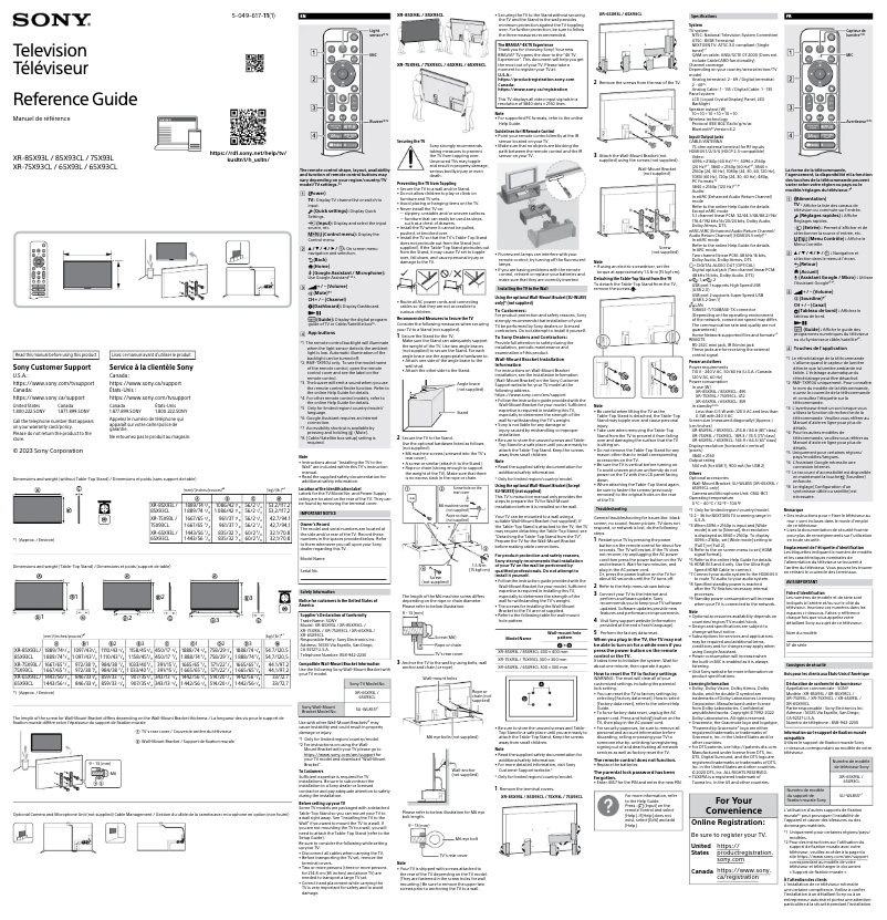 Page n°1 - Manuel utilisateur Sony XR-75X93L