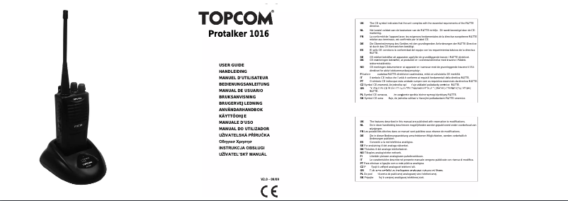 Page 1 de la notice Manuel utilisateur Topcom Protalker 1016