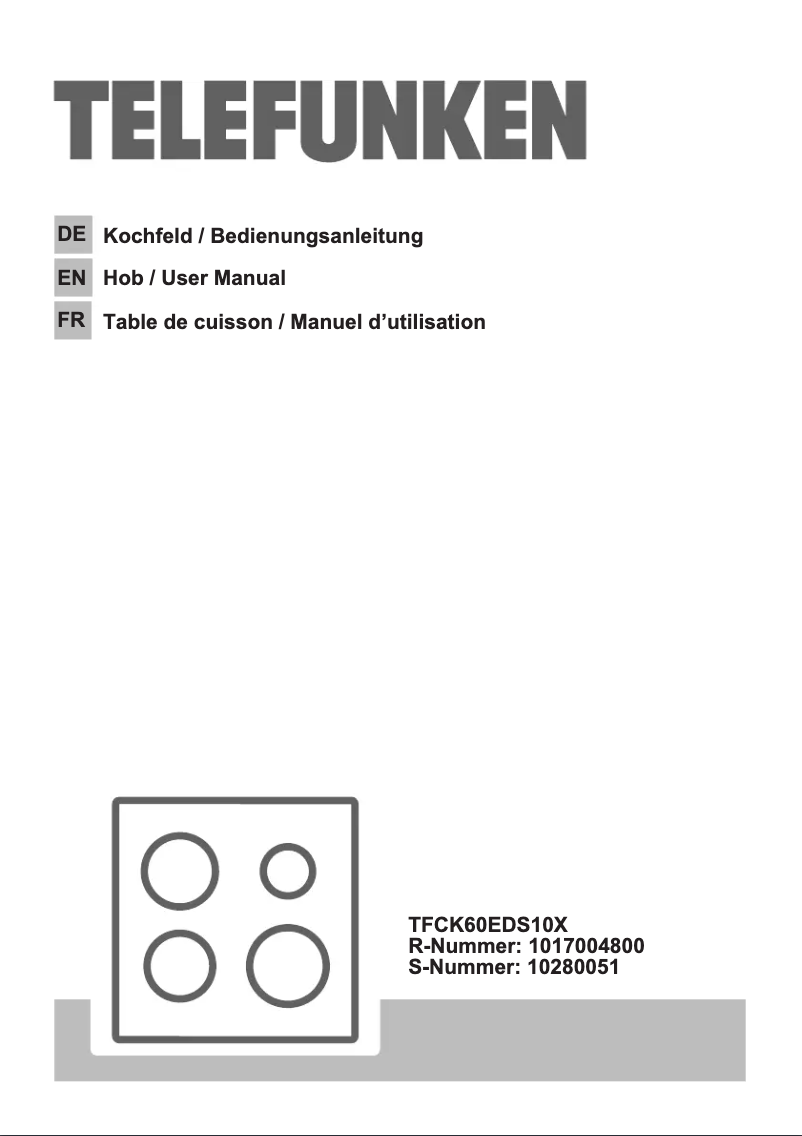 Page 1 de la notice Manuel utilisateur Telefunken TFCK60EDS10X