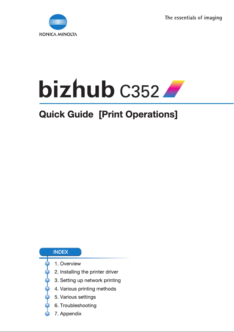 Page n°1 - Manuel utilisateur Konica Minolta bizhub C352