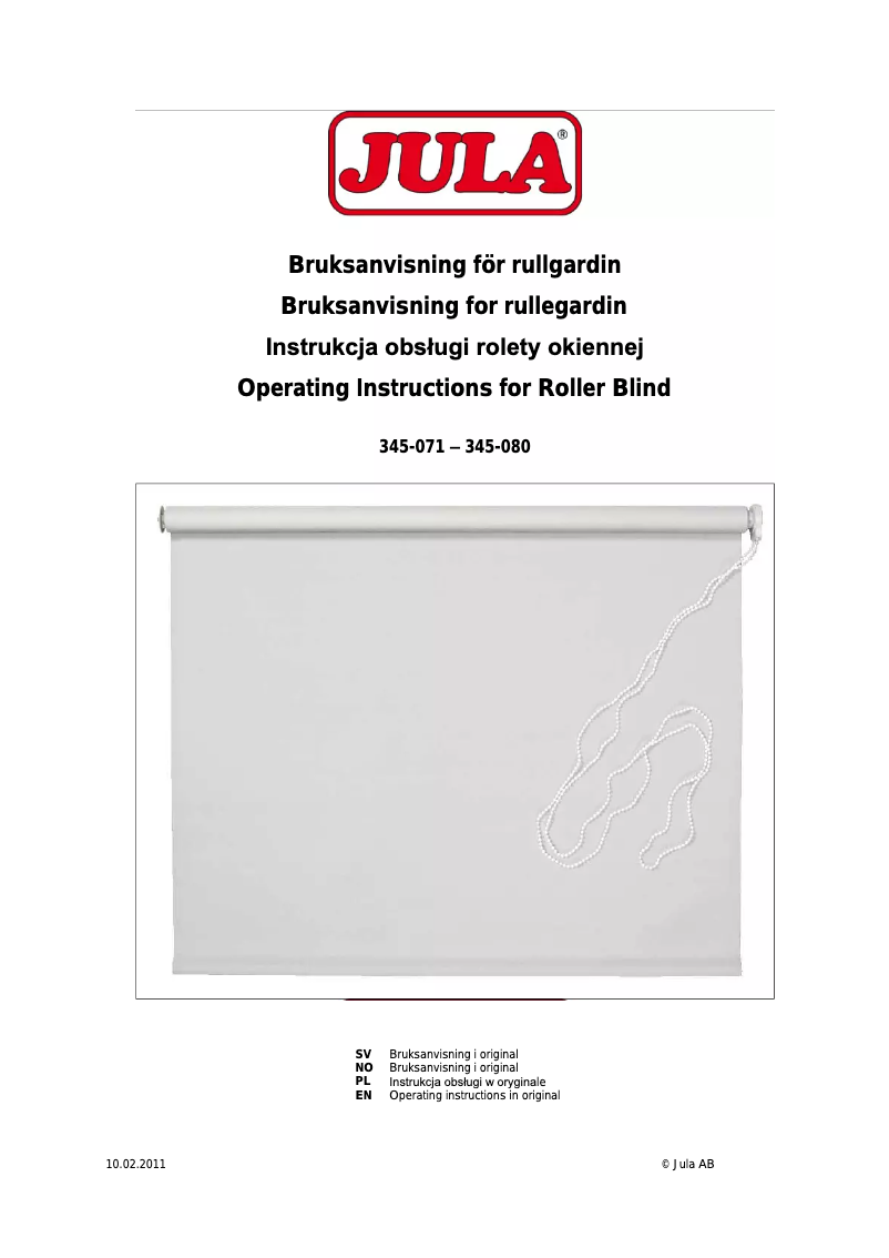 Page n°1 - Manuel utilisateur Jula 345-080