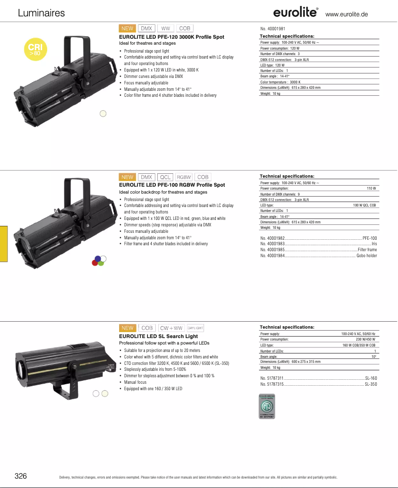Page n°1 - Catalogue Eurolite LED SL-160