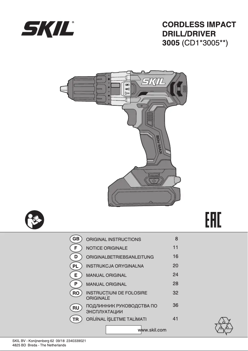 Page 1 de la notice Manuel utilisateur Skil 3005 GA