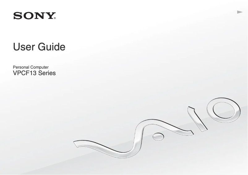 Page n°1 - Manuel utilisateur Sony Vaio VPCF13UFX