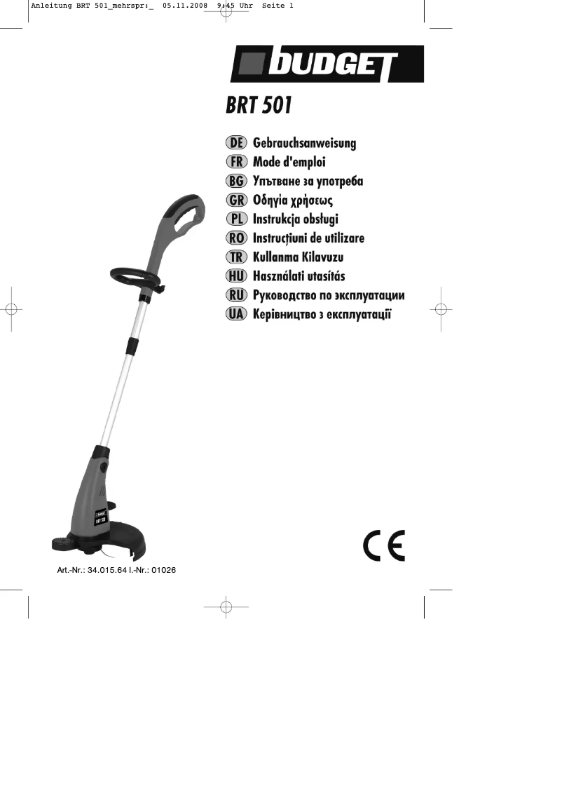 Page n°1 - Manuel utilisateur Budget BRT 501