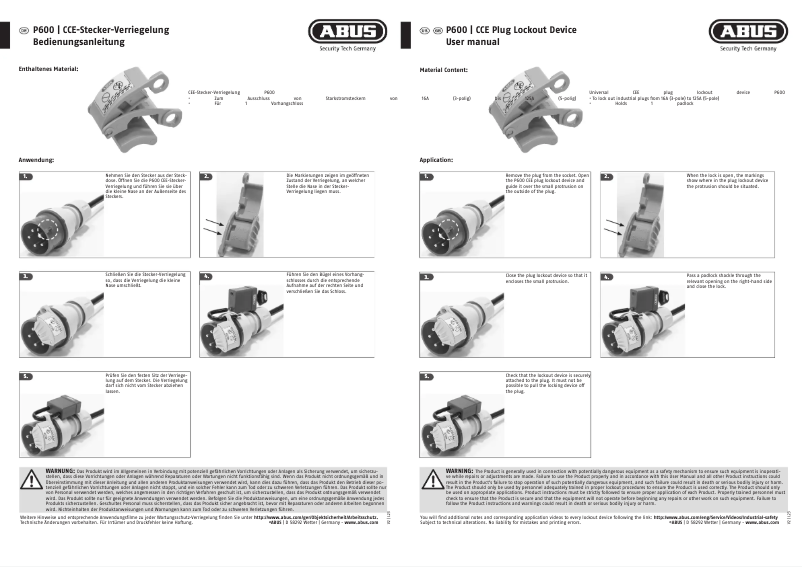 Page n°1 - Manuel utilisateur Abus P600