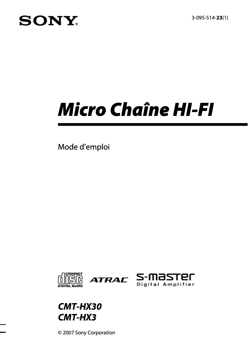 Image de la première page du manuel de l'appareil CMT-HX30