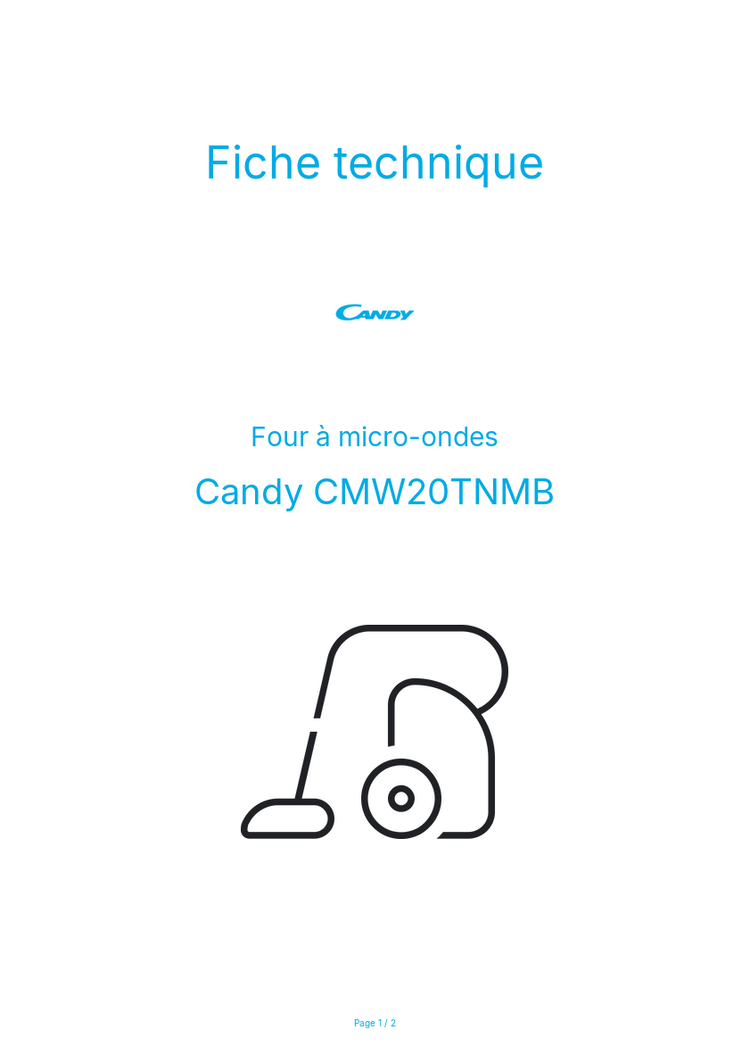 Image de la première page du manuel de l'appareil CMW20TNMB