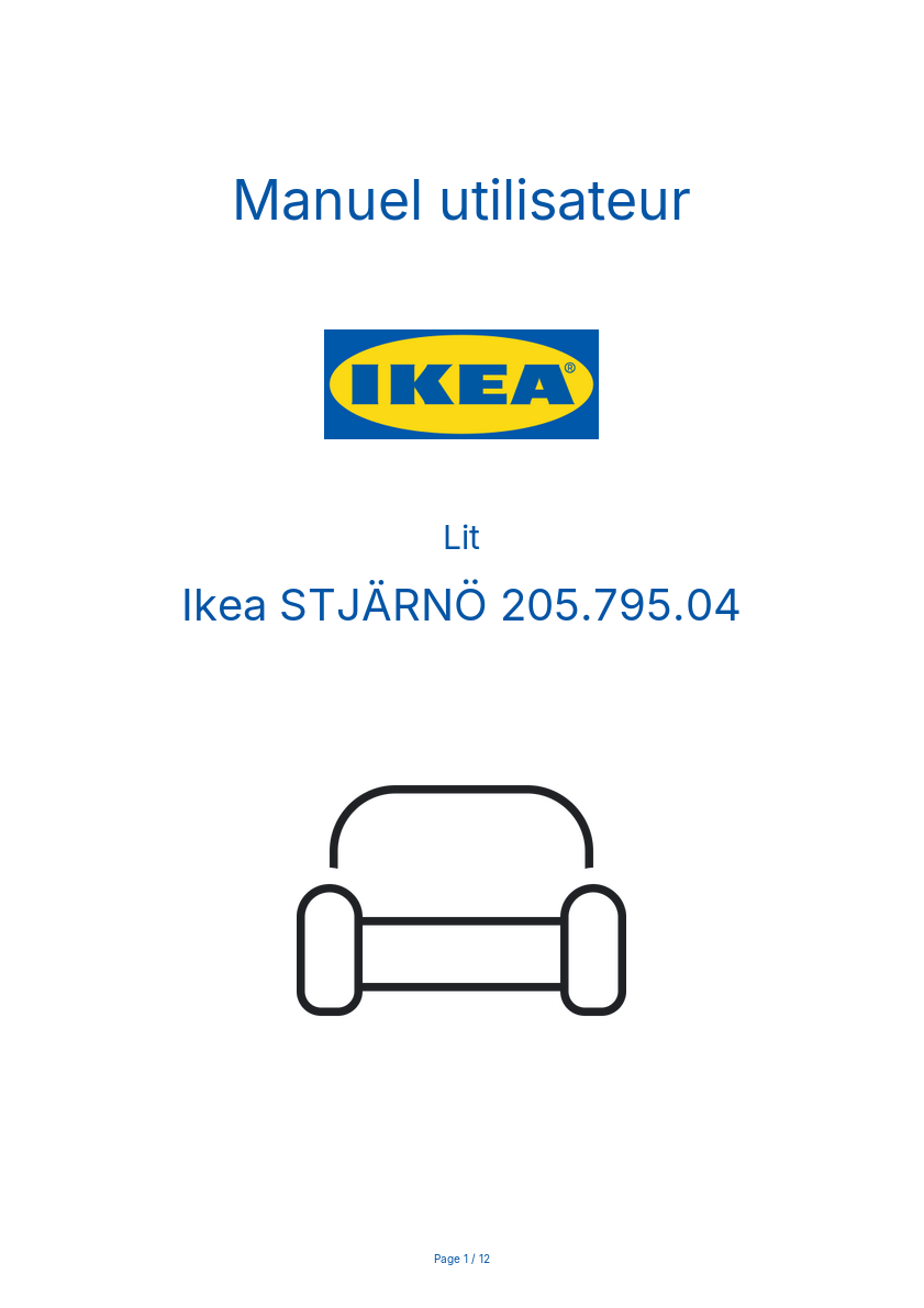 Page 1 de la notice Manuel utilisateur Ikea STJÄRNÖ 205.795.04