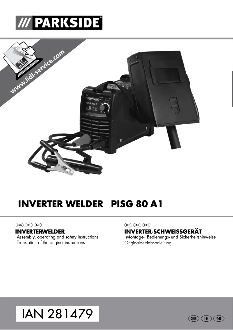 Page 1 de la notice Manuel utilisateur Parkside PISG 80 A1