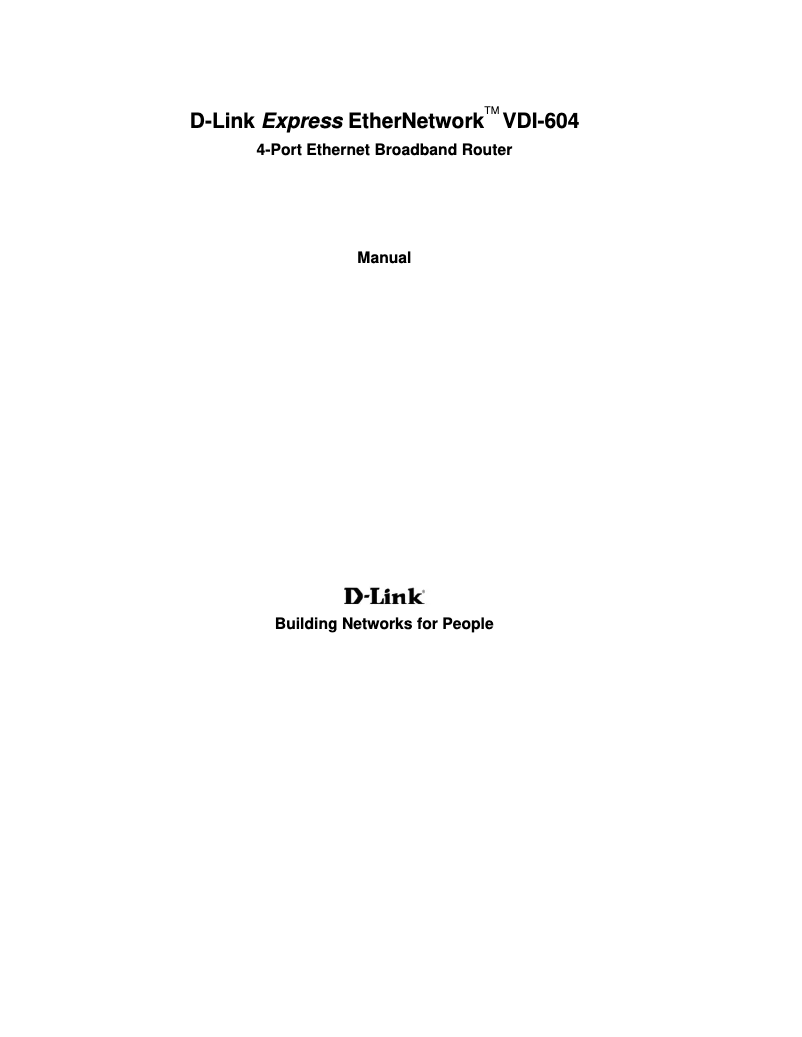Page 1 de la notice Manuel utilisateur D-Link VDI-604