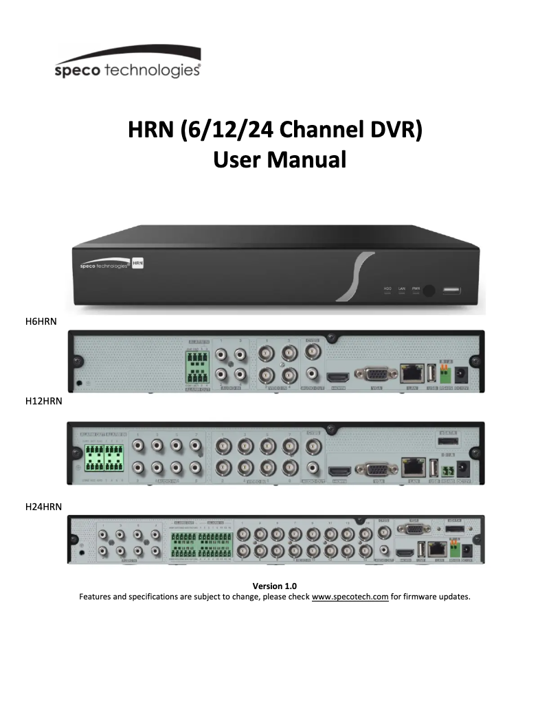 Image de la première page du manuel de l'appareil H24WHRN