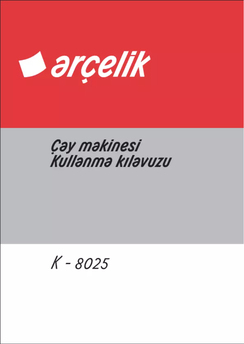 Page n°1 - Manuel utilisateur Arçelik K 8025