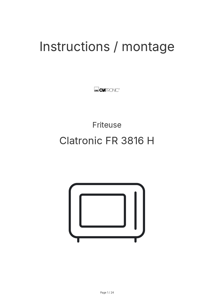 Image de la première page du manuel de l'appareil FR 3816 H