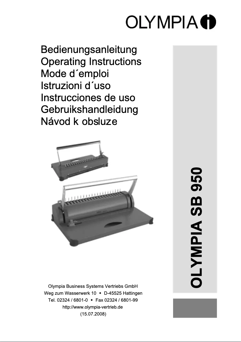 Image de la première page du manuel de l'appareil SB 950