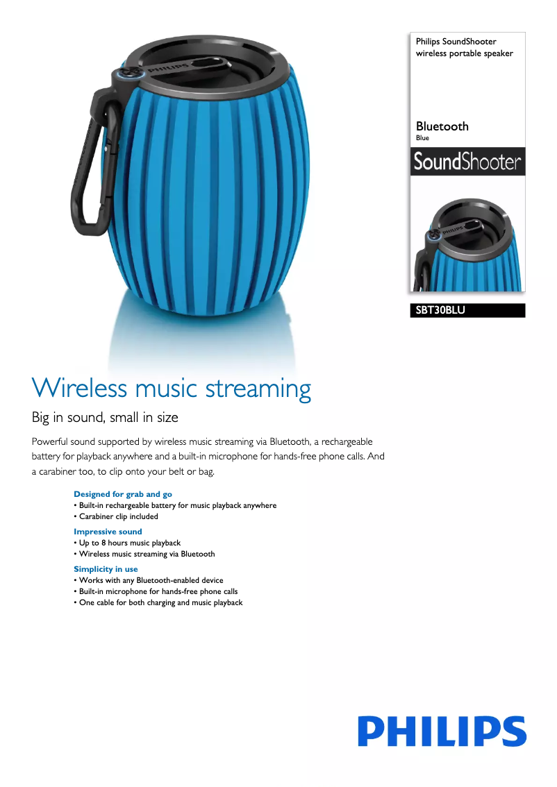 Image de la première page du manuel de l'appareil SoundShooter SBT30