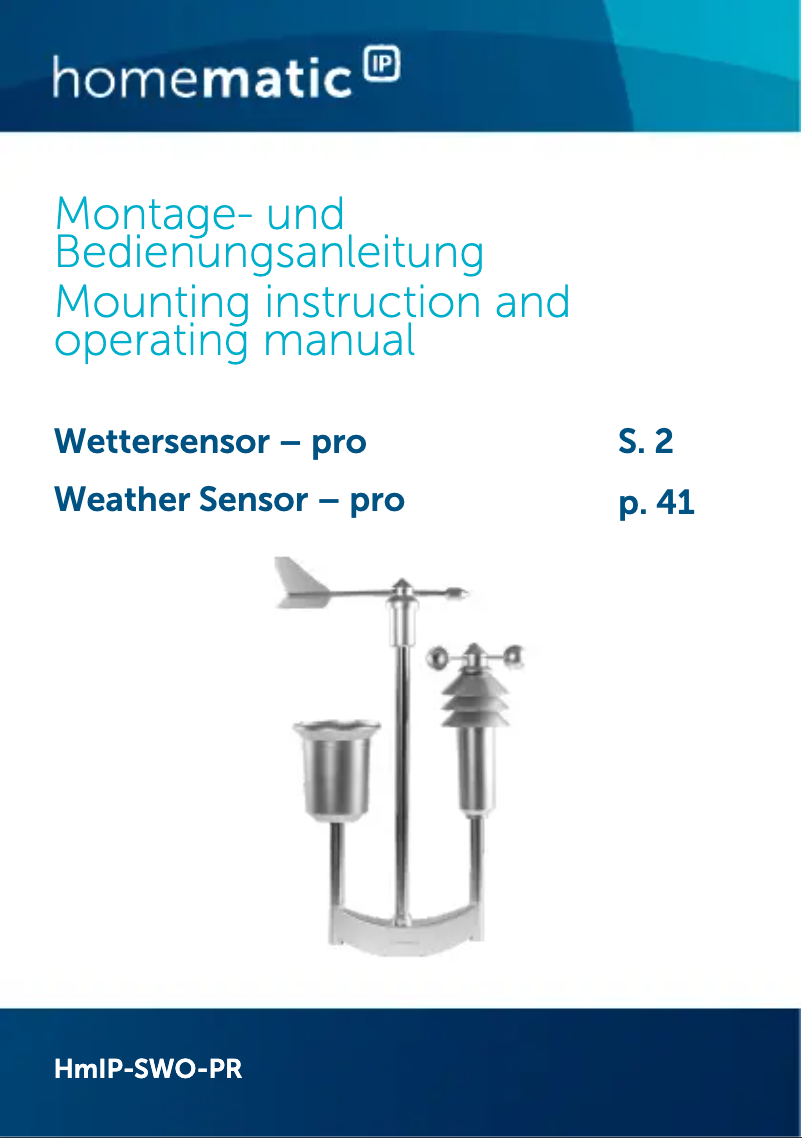 Page n°1 - Manuel utilisateur Homematic IP HmIP-SWO-PR