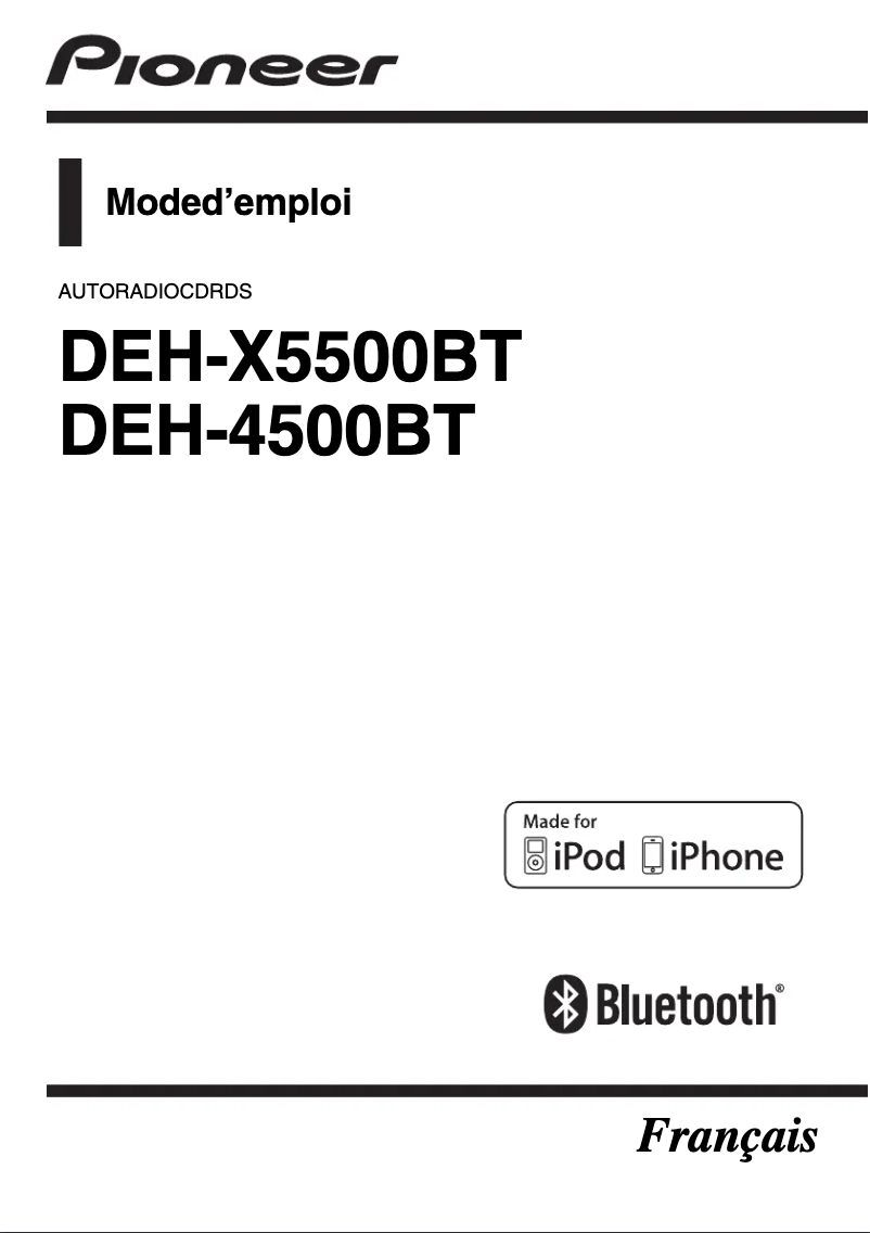 Page n°1 - Manuel utilisateur Pioneer DEH-X5500BT