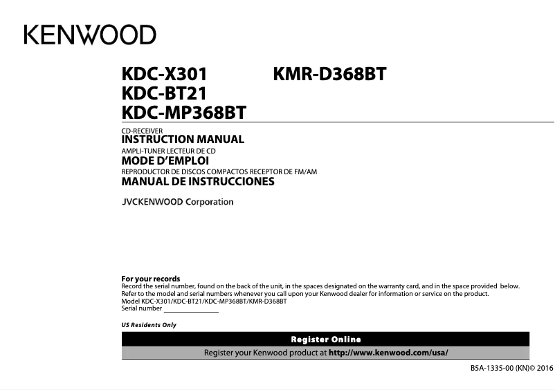 Página 1 del manual Manual de usuario Kenwood KDC-X301