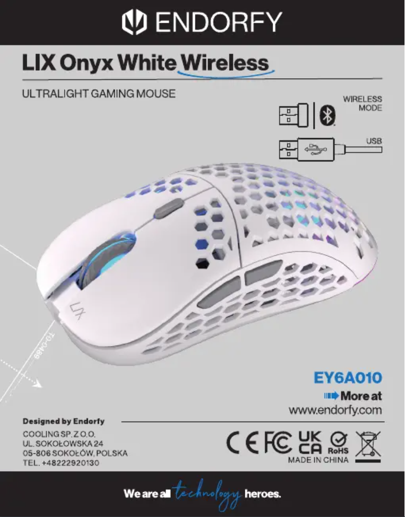 Page 1 de la notice Manuel utilisateur ENDORFY LIX Onyx White Wireless