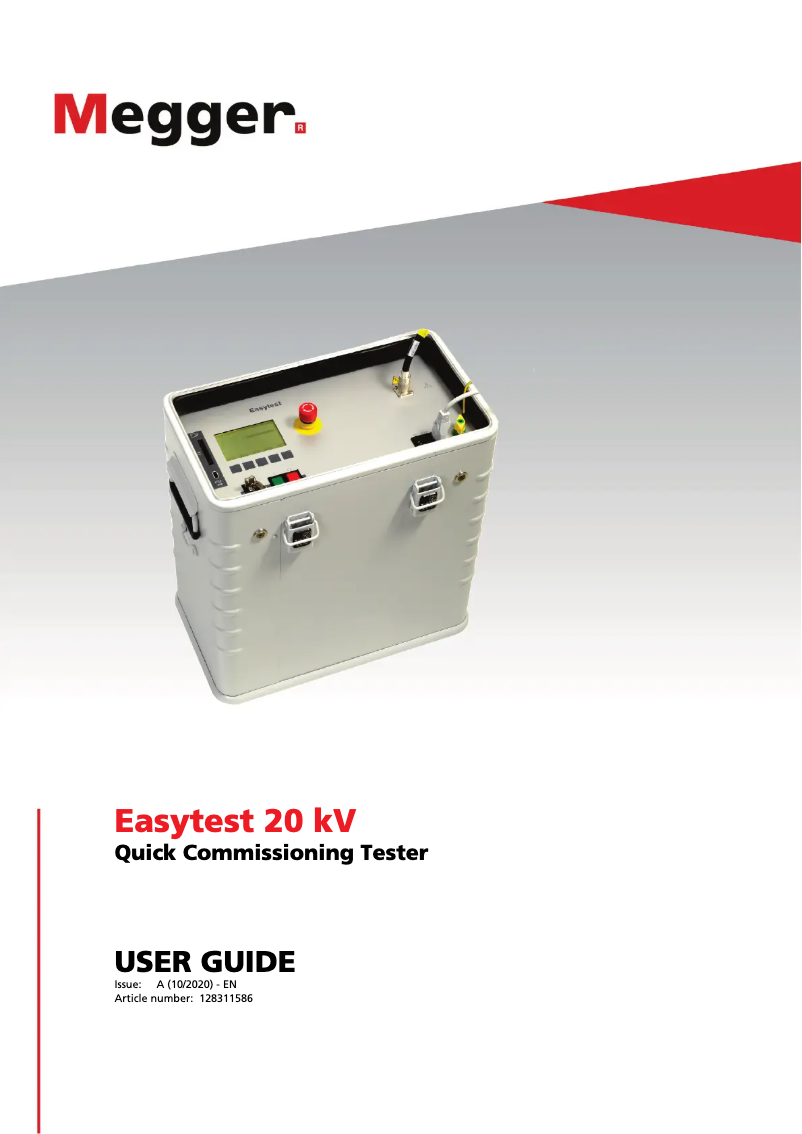 Page 1 de la notice Manuel utilisateur Megger Easytest 20 kV