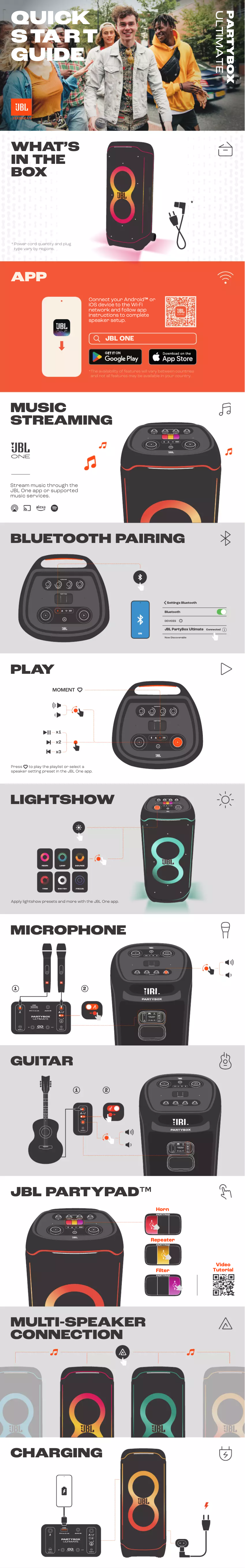 Page 1 de la notice Manuel utilisateur JBL PartyBox Ultimate