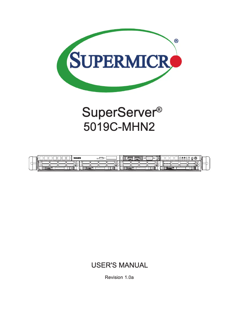 Page 1 de la notice Manuel utilisateur Supermicro SuperServer 5019C-MHN2