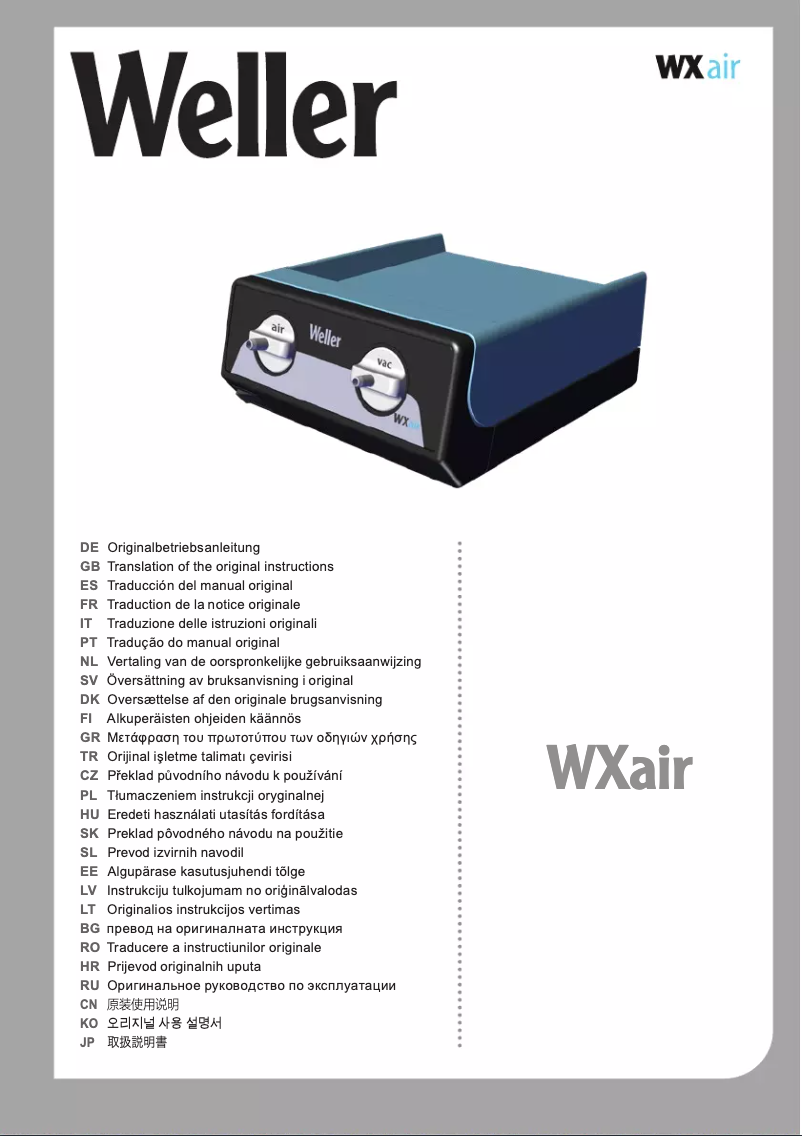 Page n°1 - Manuel utilisateur Weller WXair
