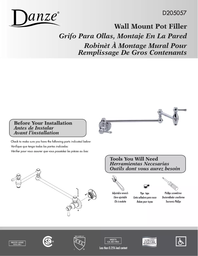 Página 1 del manual Manual de usuario Danze D205057