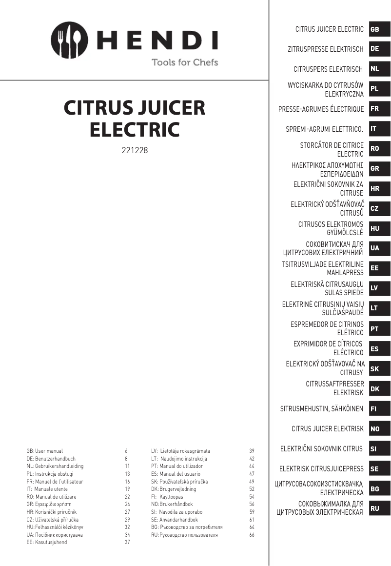 Page 1 de la notice Manuel utilisateur Hendi 221228