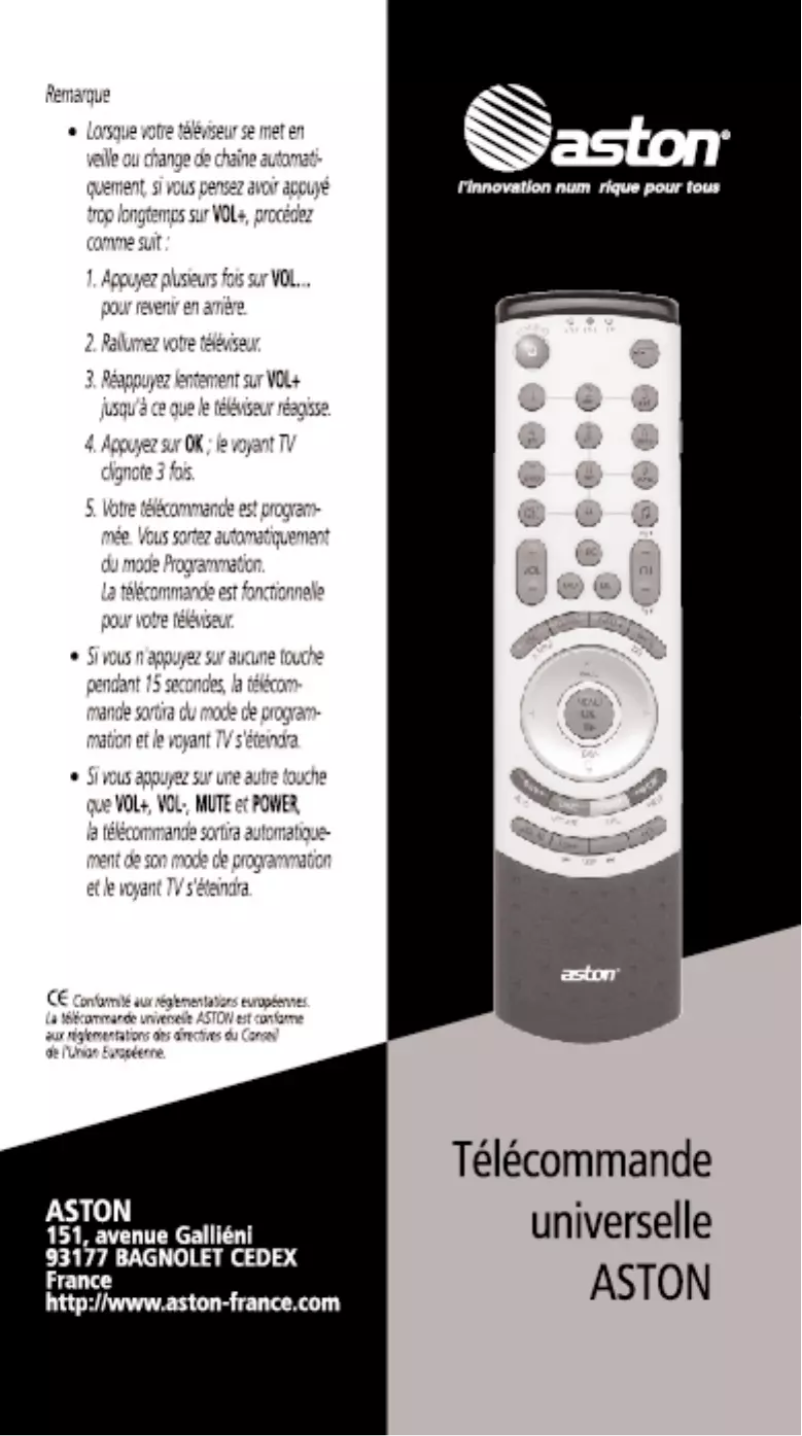 Page n°1 - Manuel utilisateur Aston Universal